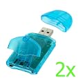 GTMax 2 x Blue Usb Card Reader Adapter For Sony Memory Stick Duo Pro