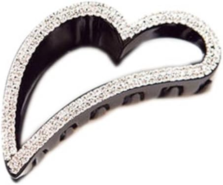 Vwhite Black Womens Rhinestones Heart Plastic Hair Claws Clips 2.6*1.3"