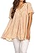 Sakkas Elaine Embroidered Batik Scoop Neck Relaxed Fit Flutter Sleeve Blouse