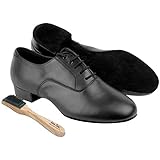 Very Fine Dance Shoes C919101 Black Leather (Competition Grade) Bundle with NPDS Shoe Brush