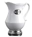 PORCELAIN PITCHER - PORCELAIN LABELED WATER PITCHER WITH PEWTER ACCENTS