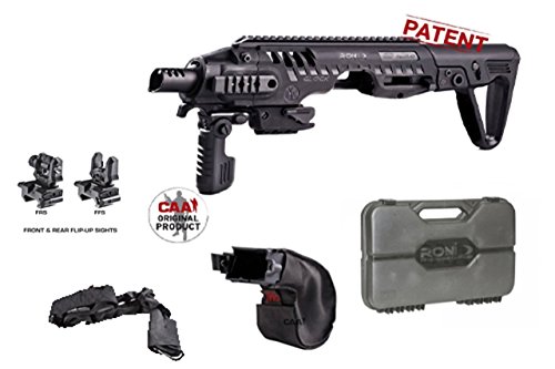 Roni CAA G2-34 Accessories for Glock 34 , 35 to Pistol Chassis + FREE QD Quick Detach Bungee Sling + Rocase - Roni Case For RONI CAA - ALL Models + Brass Catcher For RONI CAA ALL Models + FFS + FRS: Low profile rear flip-up sight + Best Security Magnet