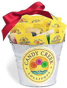 Candy Creek Sugar Free Fruit Lollipops, 1 lb. Galvinized Gift Pail