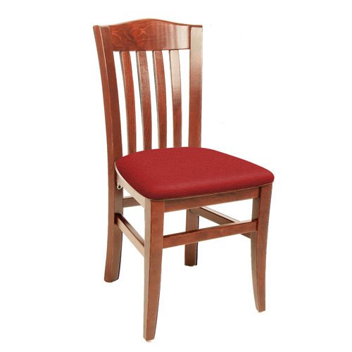 ATS 830U-C Cherry Finish Solid Wood Upholstered Fanback Chair.
