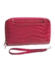 Red RFID Wallet for Women with Wristlet Strap Also Fits Touch Screen & Blackberry Phones