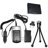 HQRP Battery and Battery Charger for Canon PowerShot SD110, SD110 DIGITAL ELPH, Powershot SD100 digital camera Replacement plus HQRP Black Mini Tripod