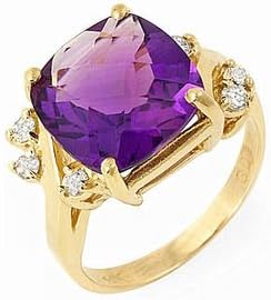 5.0 Ct Vvs Ntrl Amethyst and Diamond 14k Gold Ring