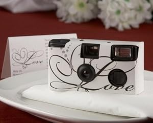 Love Disposable Wedding Camera with Table Card (White) - 35mm Built In Flash (Bulk Buy Sale!)