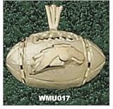 Western Michigan Broncos Bronco Head Football Pendant - 14KT Gold Jewelry