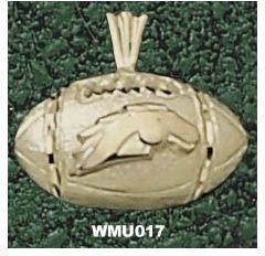 Western Michigan Broncos Bronco Head Football Pendant - 14KT Gold Jewelry