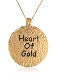 Shameless Jewelry "Naughty Nice" Heart of Gold Colored-Digger Pendant Necklace, 15"