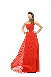 A-line Strapless Floor Length Lace  Chiffon Natural   Waistline Prom Dress  With Rhinestones