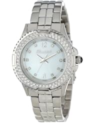 Bombshell Womens BS1075-STEEL/MOP Harmony Swarovski Crystal Stone Case Stainless Steel Bracelet Watch
