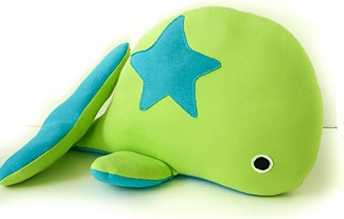 Island Picnic Organic Cotton Stuffed Toy - BIG Whale - Lime Green &amp; Blue
