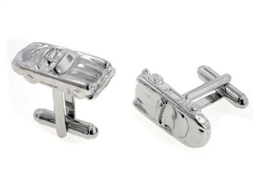 3D Car Automobile Cufflinks Silver-Tone Cuff Links Included Gift Box