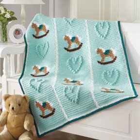 Mary Maxim Rocking Ponies Baby Blanket Crochet Kit
