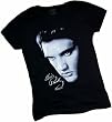 Elvis Face Crop Sleeve Fitted Juniors T-Shirt