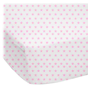 Picture of Cozy SheetWorld Fitted Pack N Play (Graco Square Playard) Sheet - Pink Stars Jersey Knit - Made In USA PP3636-PS (Playard Bedding)