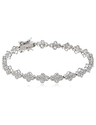 .925 Sterling Silver Cubic-Zirconia Bracelet, 7"