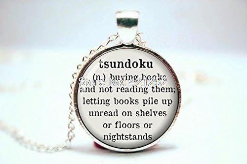 Pretty Lee 2015 Fashion Definition 'Tsundoku' Book Lover Bibliophile Reader Book Addict Necklace Pendant Christmas gift