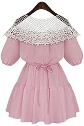 Linen Puff Sleeves Skater Dress 