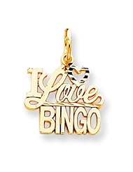 10K Yellow Gold I Love Bingo Charm Jewelry FindingKing