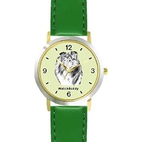 Collie (SC) Dog - WATCHBUDDY® DESIGNER DELUXE TWO-TONE THEME WATCH - Arabic Numbers-EMERALD ISLE... by WatchBuddy