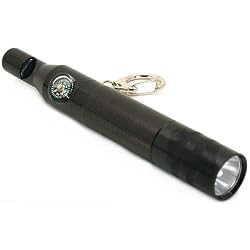 Aluminum Flashlight Whistle Compass Camping Hiking Tool
