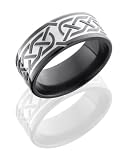 Zirconium, Celtic Knot Engraved Flat Wedding Band (sz 4-13)