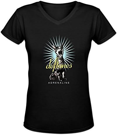 Goonowe Female's Custom Deftones Adrenaline Music V-neck T-Shirt L Black