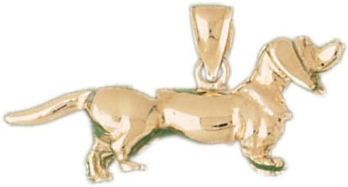 Genuine 14k Yellow Gold Dauchshund Dog Charm Pendant. (approximate weight 7 grams)
