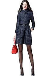Turtleneck Fit-and-Flare  Dress