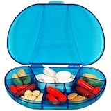 Multi-day Vitacarry 8 Compartment Pill Box Holds up to 60 Pills Actual Size: 4.5"w X 3.0"d X .93"h (Blue)