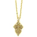 Heavenly Devotion Gold Tone Crystal Trinity Cross Necklace