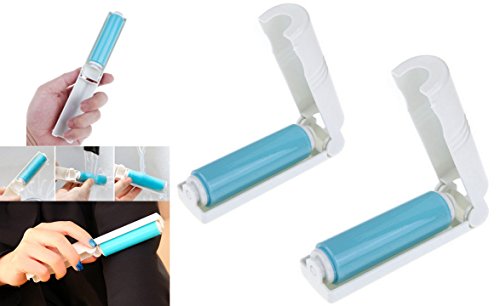ALAZCO 2pc Magic Folding Lint Roller Pocket Travel Dust Pet Hair Dandruff Remover Sticky - Just Rinse & Reuse!