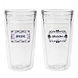 Bride & Groom 12 oz Slimline Insulated Beverage Tumblers Set, Clear (Set of 2)