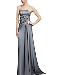 A-line Strapless Sleeveless Tank Natural   Waistline Polyester/Rayon/Silk Cocktail Floor Length Beaded Evening Dress/Homecoming Dress/Prom Dress/Wedding Party Dress 