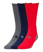 Under Armour Men's UA HeatGear Crew Socks 3-Pack Medium Red

