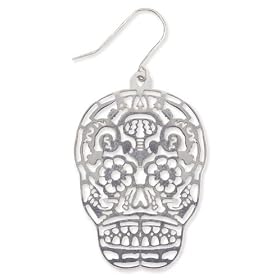 Silver Metal Cutout Calavera (Skull) Dangle Earring