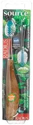 Radius Source Toothbrush, Soft Bristles, (Adult), 1 Toothbrush +  Refill, Colors May Vary (Pack of 3)