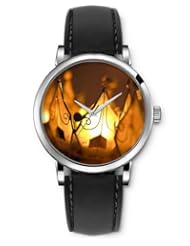 SPRAWL Aanalog Fashion Series Silver Ladies Watches of Genuine Black Leather Strap,Unique Wrist Watch for Women Girls Designed with crown