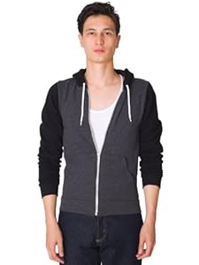 American Apparel Flex Fleece Two-Tone Zip Hoodie - Dark Heather Grey / Black / 2XL