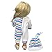 Cute Baby Doll Clothes Clothing Dresses Blue Stripes Rompers Jumpsuit Pajames Outfits with Hat for 14 Inches American Girl / Boy Dolls