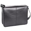 Leather Laptop Messenger Bag - Black