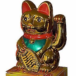 Glücksbringer Winkekatze Maneki Neko 11cm gold