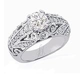 1.90 Ct Round Diamond Engagement Ring Vintage Pave 14K SI3 COLOR-H EGL