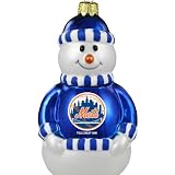 MLB New York Mets Blown Glass Snowman Ornament