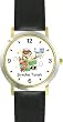 Boy Carrying Torah at Simcha Torah Judaica Jewish Theme - WATCHBUDDY&reg; DELUXE TWO-TONE THEME WATCH - Arabic Numbers - Black Leather Strap-Size-Large ( Men's Size or Jumbo Women's Size )