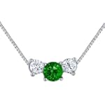 Emerald Pendant Necklace with Diamonds 2/5 Carat (ctw) Pendant Necklace Carat (ctw) in 14K White Gold with Chain