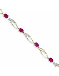 3.5 Carat 14K Gold Diamond and African Ruby Oval Bracelet
